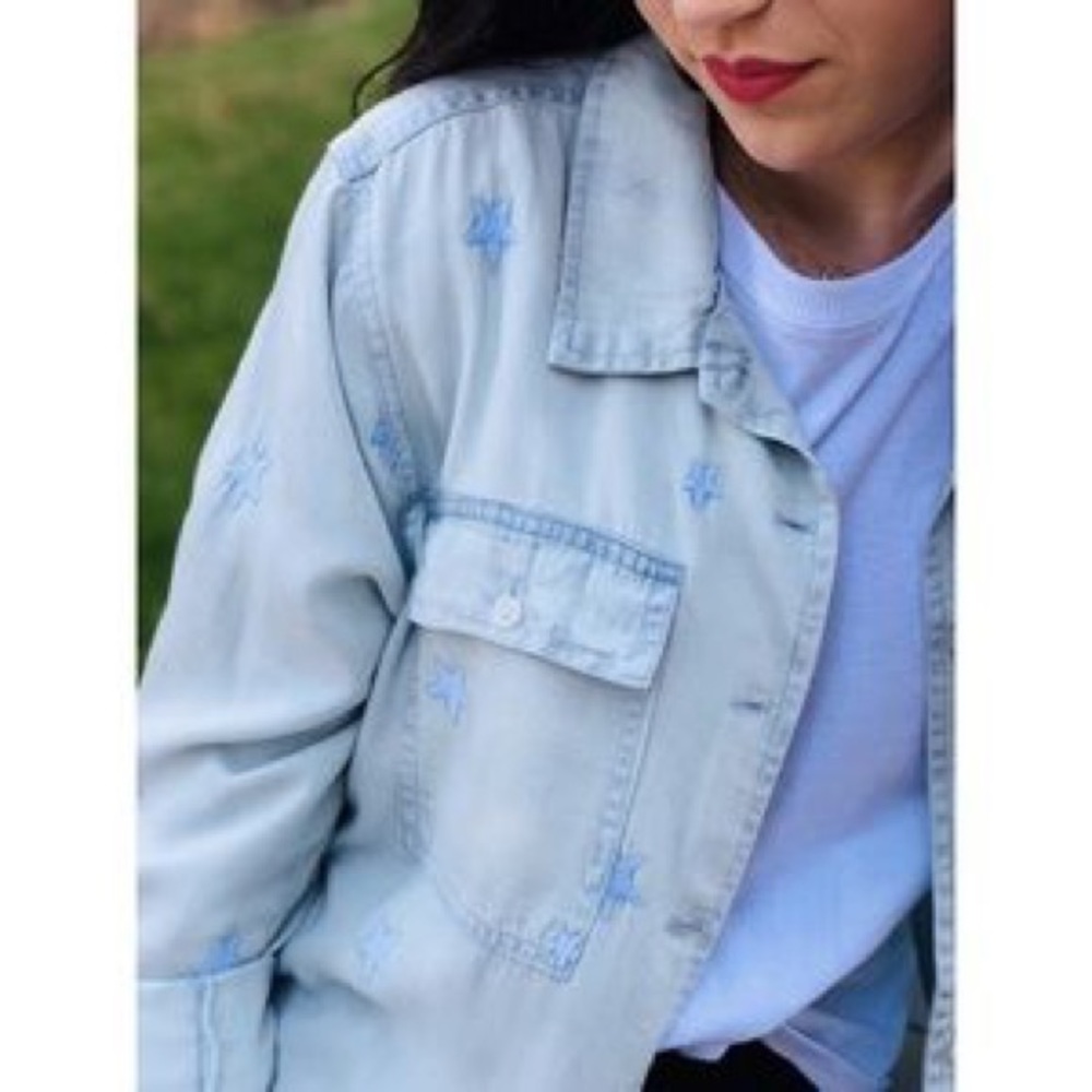 Velvet heart embroidered star button down